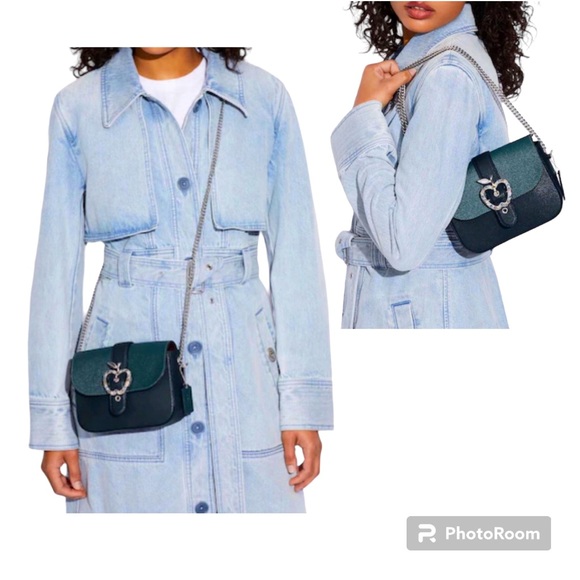 NWT Coach Gemma Forest Green/Midnight Navy Crossbody Bag - Picture 5 of 10